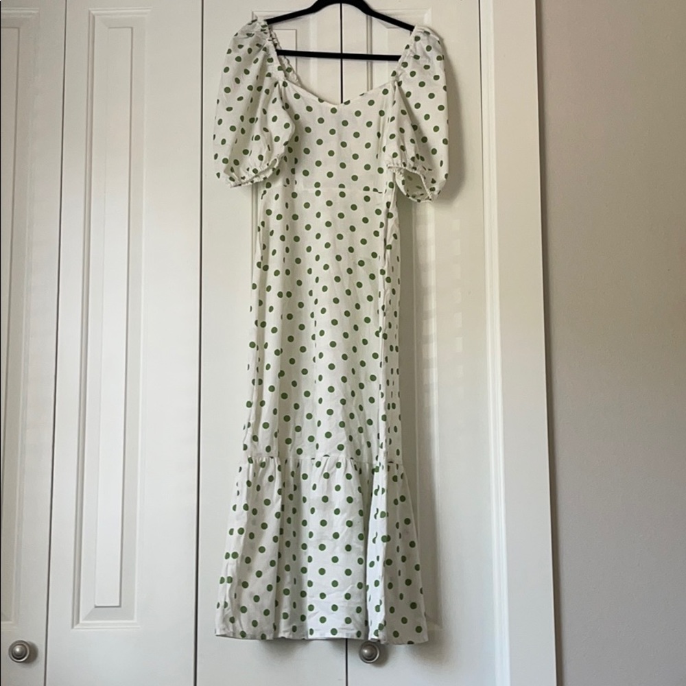 Linen polka dot dress